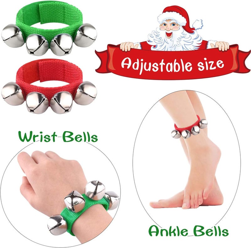 FEPITO 22 Pieces Christmas Band Wrist Bells Bracelets Jingle Bells Musical Ankle Bells Rhythm Instrument Percussion Christmas Party Decoration Favors - Image 3